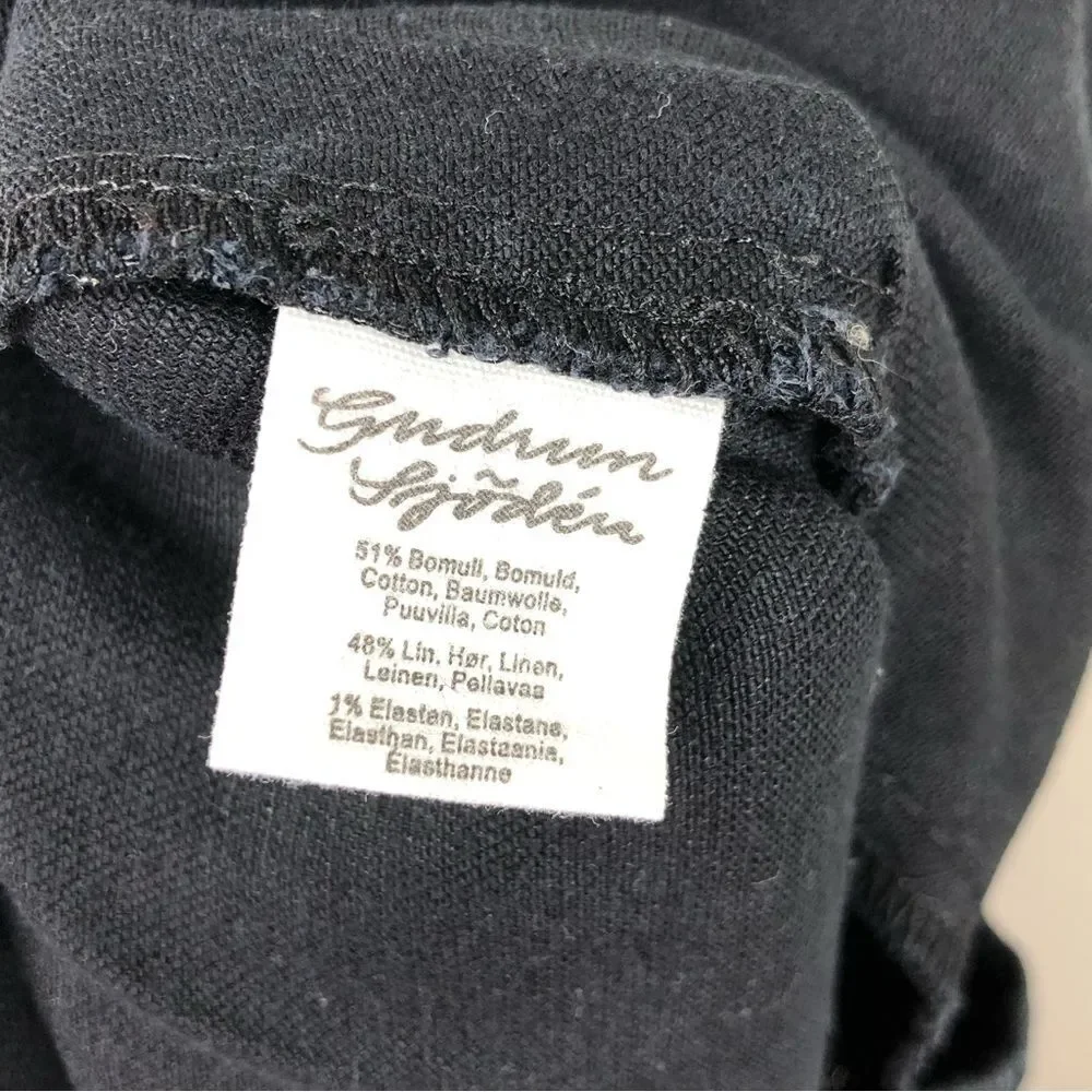 Gudrun Sjoden Black Linen Cotton Blend Tapered Trouser Pants Size Small